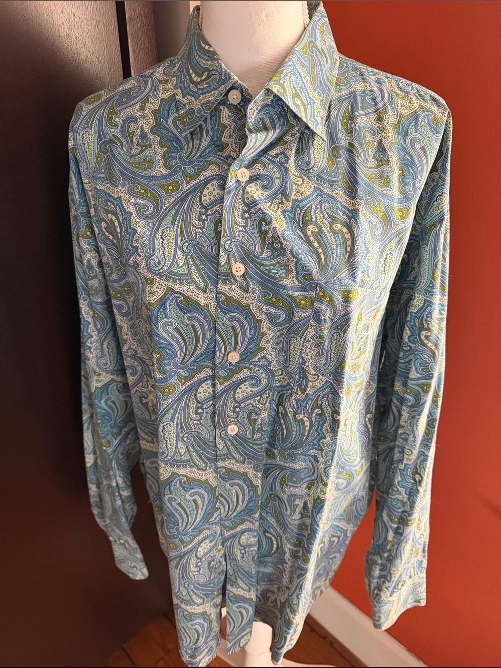 Alan Flusser Paisley Button-Down Shirt - Blue & Green